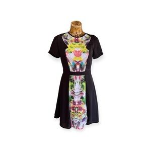 Prabal Gurung for Target dress black floral sz 6 small short sleeve